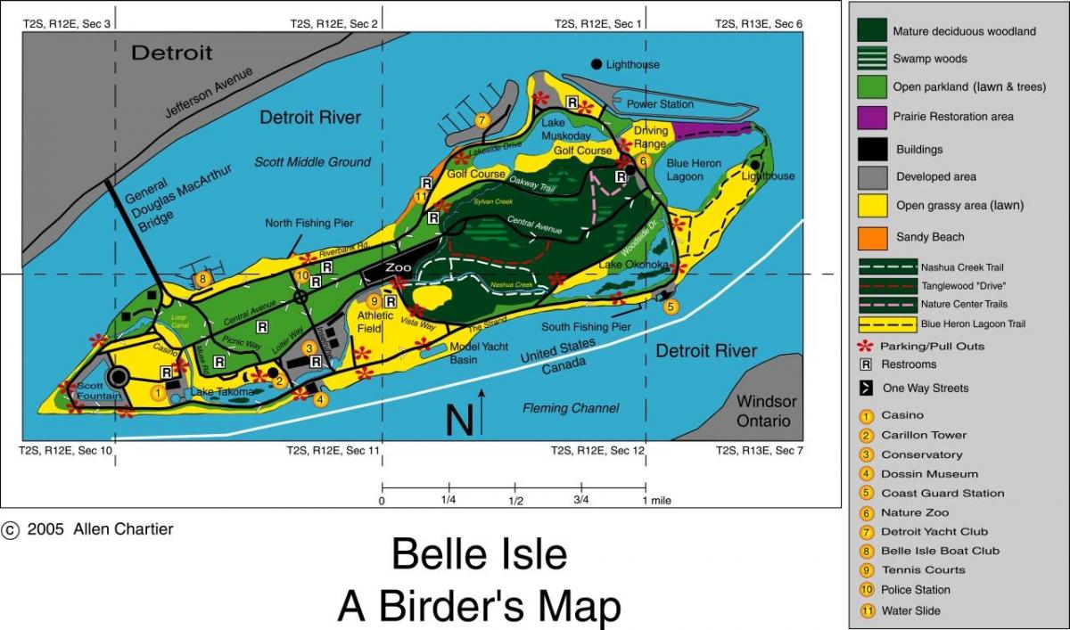 mapa Belle Isle Detroitu