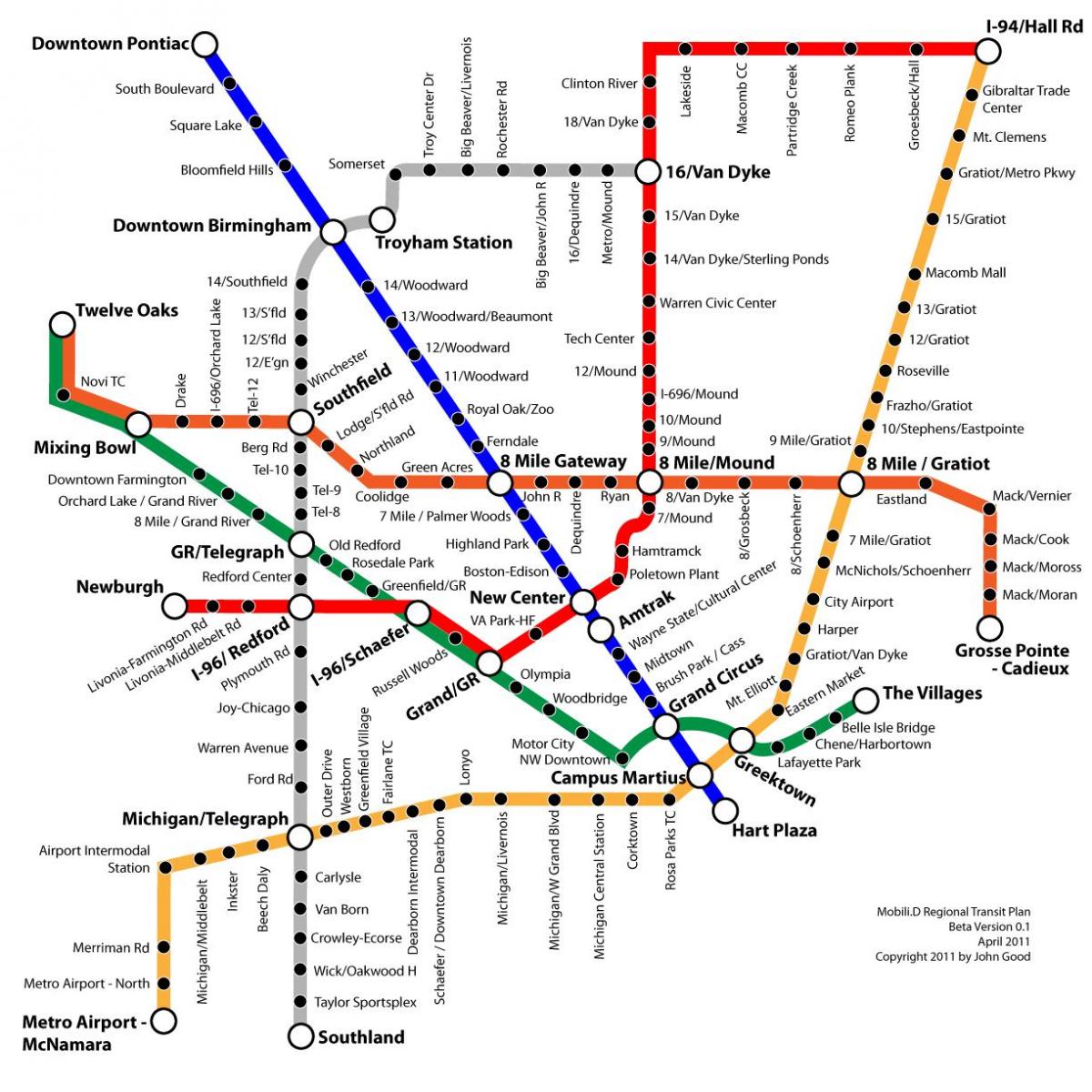 Detroit tranzitna mapu
