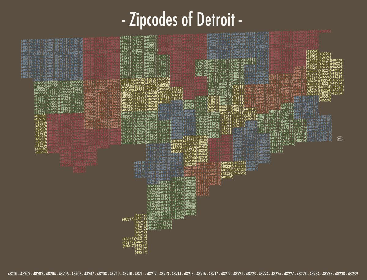 poštanski broj mapu Detroitu