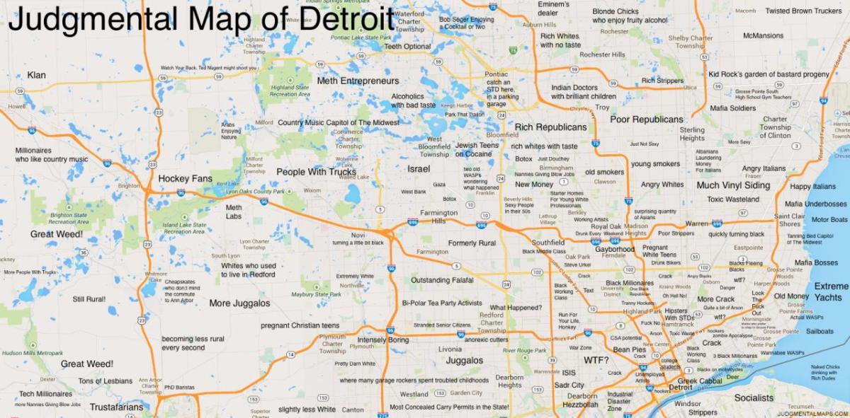 sudiš mapu Detroitu