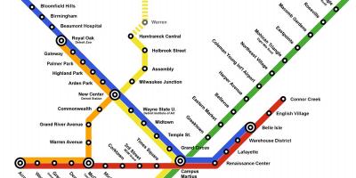 Metro Detroitu mapu