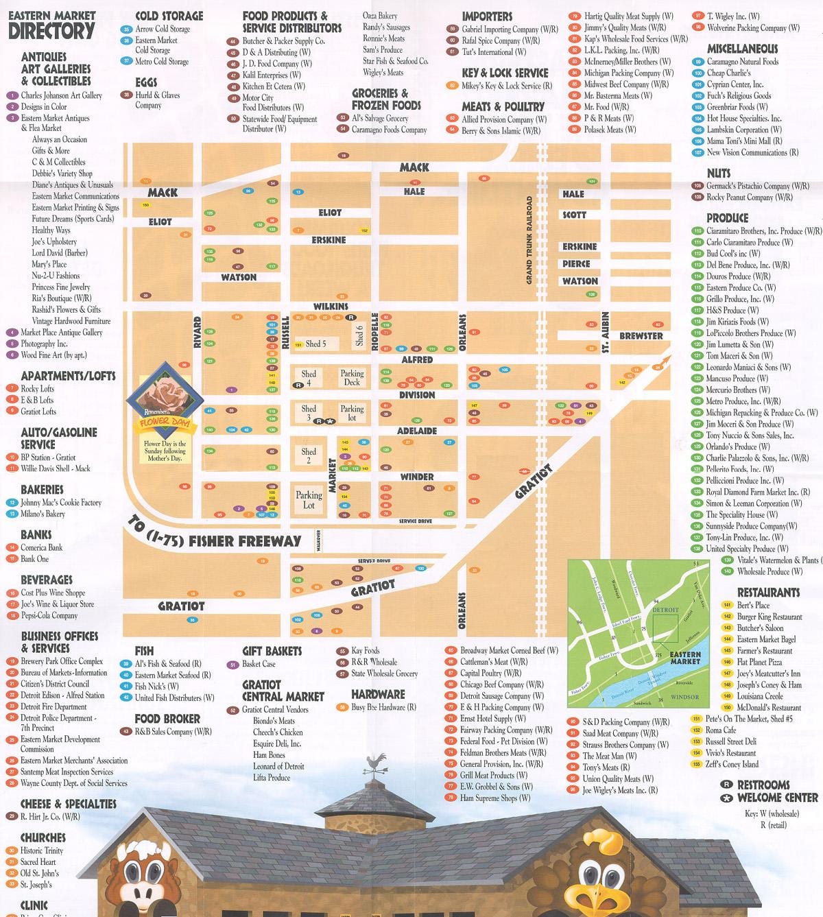 mapa istocnom tržištu Detroitu